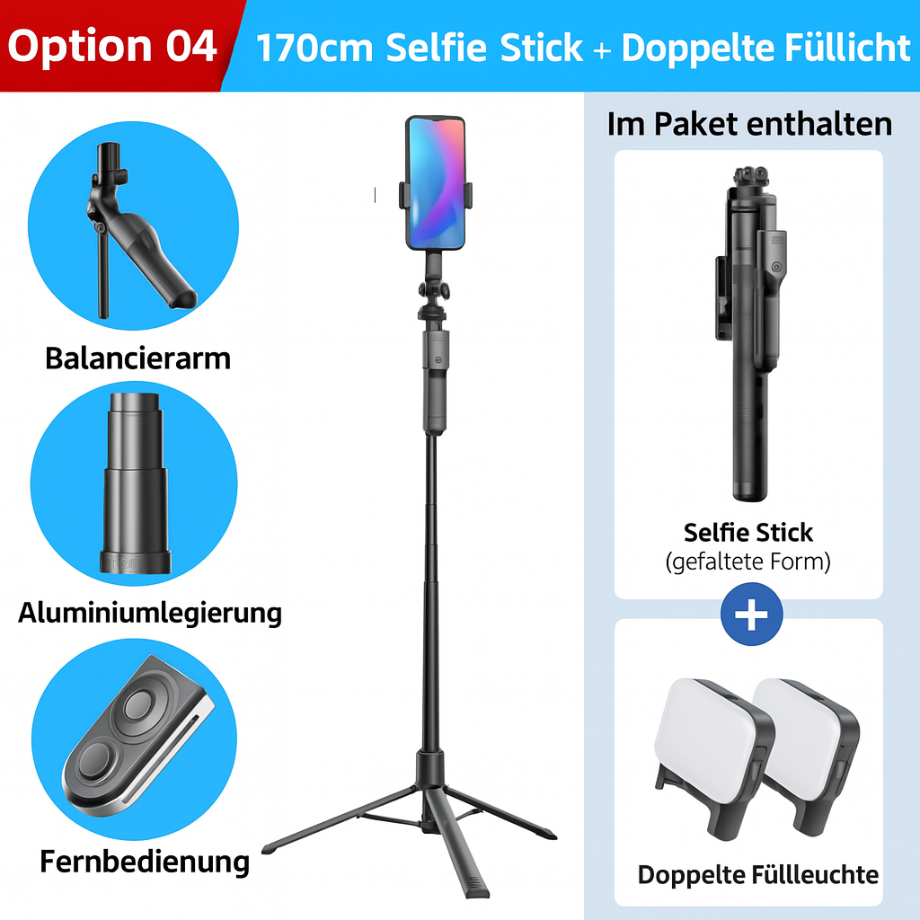 SnapScreen + Mikro + Stativ mit LED-Licht