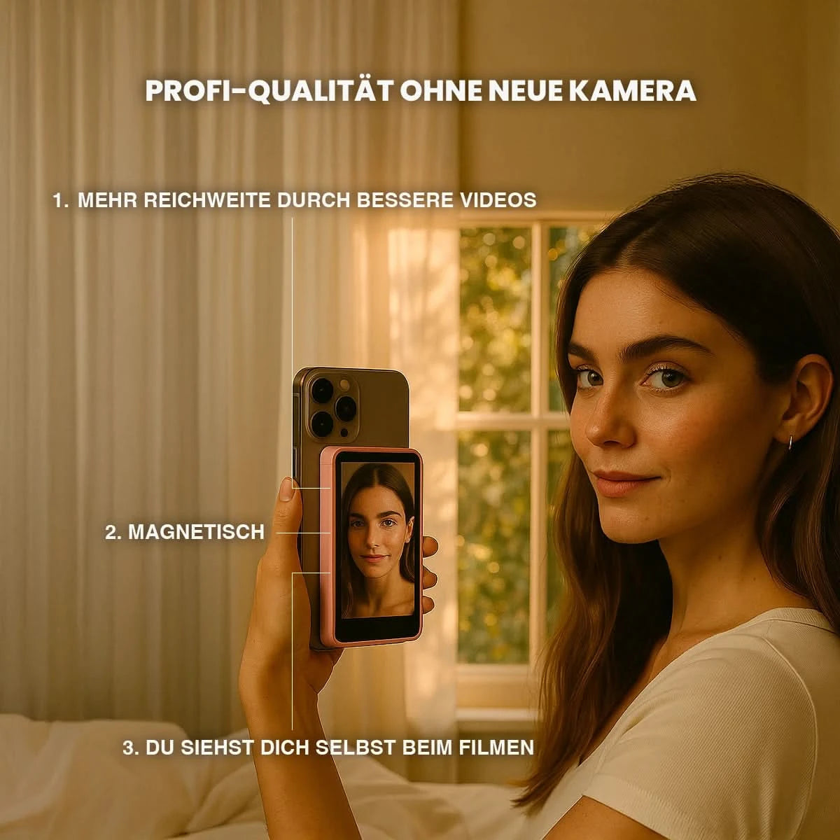 SnapScreen + Mikro + Stativ mit LED-Licht